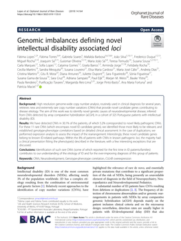 Genomic Imbalances Defining Novel Intellectual Disability Associated Loci