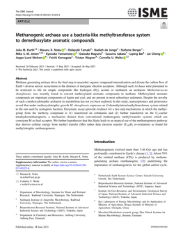 Methanogenic Archaea Use a Bacteria-Like Methyltransferase System to Demethoxylate Aromatic Compounds