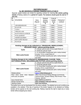 SOUTHERN RAILWAY No. M/C.300/VEHICLE PARKING