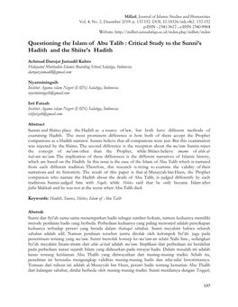 Questioning the Islam of Abu Talib : Critical Study to the Sunni's Hadith