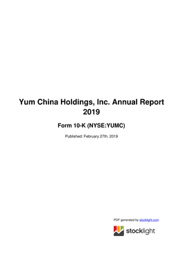 Yum China Holdings, Inc