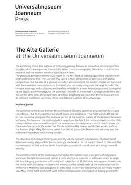 Universalmuseum Joanneum Press the Alte Gallerie at The