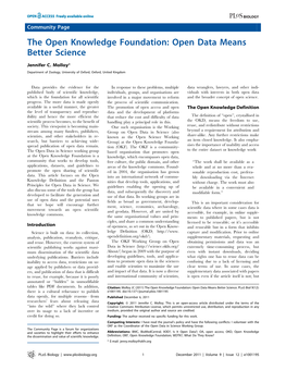 The Open Knowledge Foundation: Open Data Means Better Science