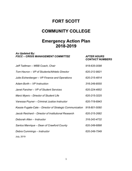 FORT SCOTT COMMUNITY COLLEGE Emergency Action Plan
