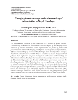 Changing Forest Coverage and Understanding of Deforestation in Nepal Himalayas