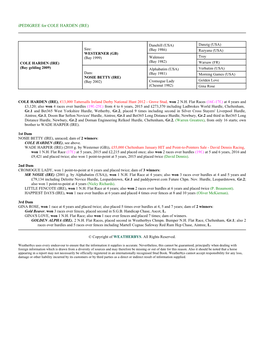 Ipedigree for COLE HARDEN (IRE)