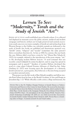 Lernen to See: “Modernity,” Torah and the Study of Jewish “Art”1