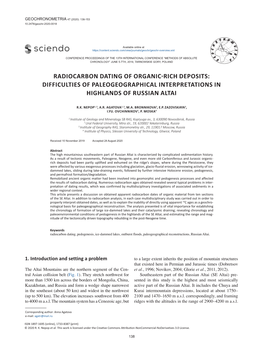 Radiocarbon Dating of Organic-Rich Deposits: Difficulties of Paleogeographical Interpretations in Highlands of Russian Altai