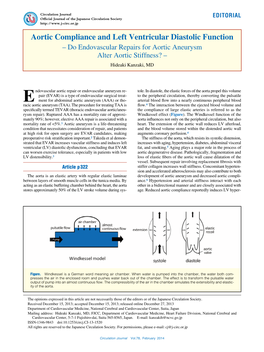 Aortic Compliance and Left Ventricular Diastolic Function – Do Endovascular Repairs for Aortic Aneurysm Alter Aortic Stiffness? – Hideaki Kanzaki, MD