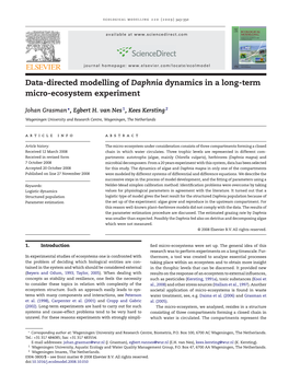 Data-Directed Modelling of Daphnia Dynamics in a Long-Term Micro-Ecosystem Experiment