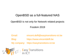 Openbsd As a Full-Featured NAS