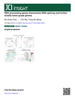 RNA Processing Genes Characterize RNA Splicing and Further Stratify Lower-Grade Glioma