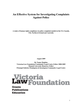 An Effective System for Investigating Complaints Against Police