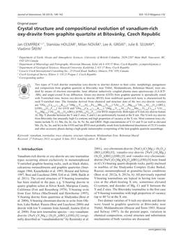 Crystal Structure and Compositional Evolution of Vanadium-Rich Oxy‑Dravite from Graphite Quartzite at Bítovánky, Czech Republic