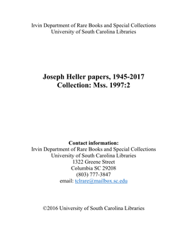 Joseph Heller Papers, 1945-2017 Collection: Mss