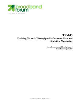 TR-143 Enabling Network Throughput Performance Tests and Statistical Monitoring