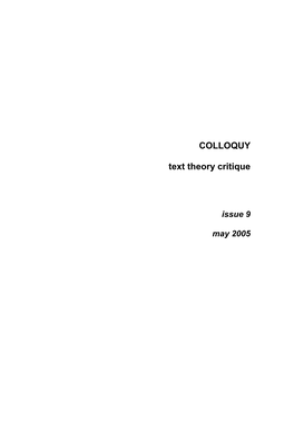 Colloquy, Issue 9