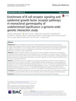 Enrichment of B Cell Receptor Signaling and Epidermal Growth Factor Receptor Pathways in Monoclonal Gammopathy of Undetermined S