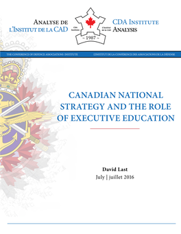 Canadian National Strategy and the Role of Executive Education