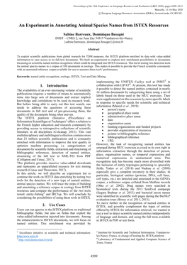 An Experiment in Annotating Animal Species Names from ISTEX Resources