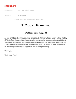 3 Dogs Brewing Mezzanine Approval