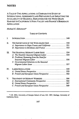 A Tale of Two Appellations: a Comparative Study of International