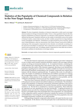 Statistics of the Popularity of Chemical Compounds in Relation to the Non-Target Analysis