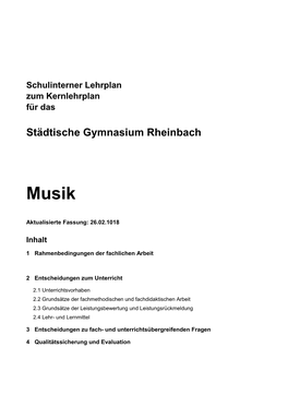 Schulinternes Curriculum Musik