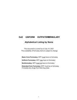 Alphabetical Listing by Name Dod UNIFORM OUTPATIENT