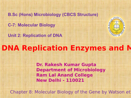 DNA Replication Enzymes and Mechanism