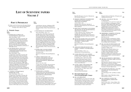 List of Scientific Papers: Volume One