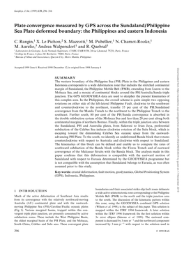 Plate Convergence Measured by GPS Across the Sundaland/Philippine Sea Plate Deformed Boundary: the Philippines and Eastern Indonesia