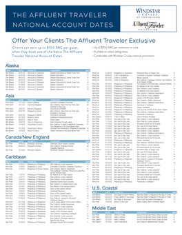 The Affluent Traveler National Account Dates