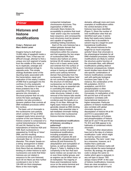 Histones and Histone Modifications