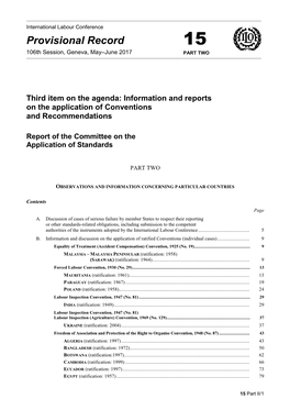Report of the Committee on the Application of Standards