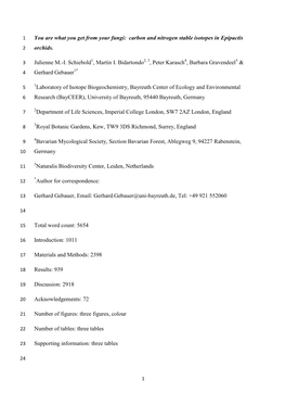 Carbon and Nitrogen Stable Isotopes in Epipactis Orchids. Julienne M