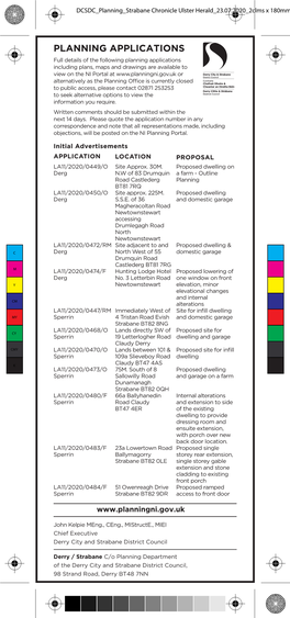 DCSDC Planning Strabane Chronicle Ulster Herald 23.07.2020 2Clms X 180Mm Draft 2.Pdf 1 17/07/2020 11:16:04