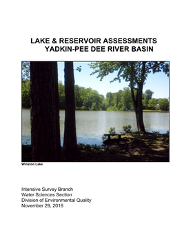 Lake & Reservoir Assessments Yadkin-Pee Dee River Basin