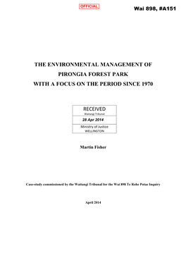The Environmental Management of Pirongia Forest Park with a Focus On