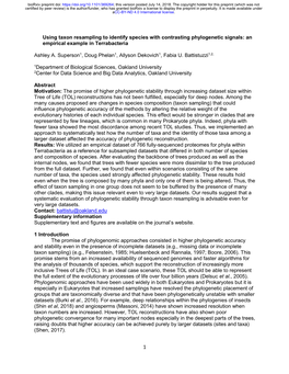 Using Taxon Resampling to Identify Species with Contrasting Phylogenetic Signals: an Empirical Example in Terrabacteria