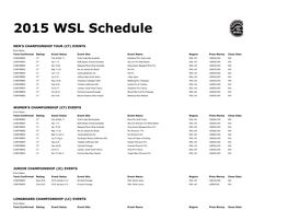 2015 WSL Schedule