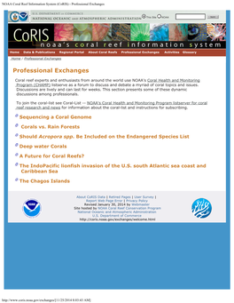 NOAA Coral Reef Information System (Coris) - Professional Exchanges