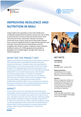Improving Resilience and Nutrition in Mali