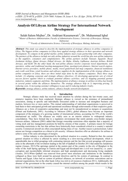 Analysis of Libyan Airline Strategy for International Network Development