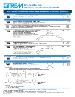 Chemicals, Inc. New Products Introduced Since Catalog 24 an Employee-Owned Company