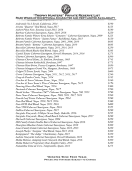 Wine List 2021