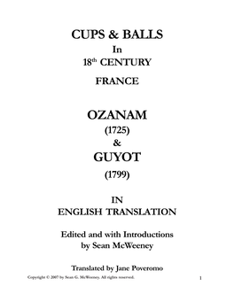 Cups & Balls Ozanam Guyot