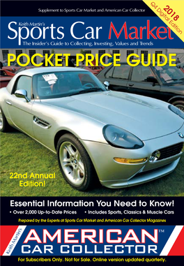 American Car Collector Sportskeith Martin’S Car Market the Insider’S Guide to Collecting, Investing, Values and Trends Pocket Price Guide