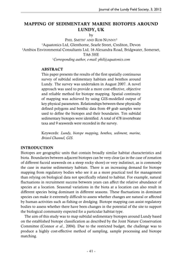 Mapping of Sedimentary Marine Biotopes Around