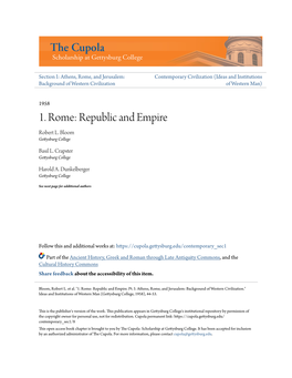 1. Rome: Republic and Empire Robert L